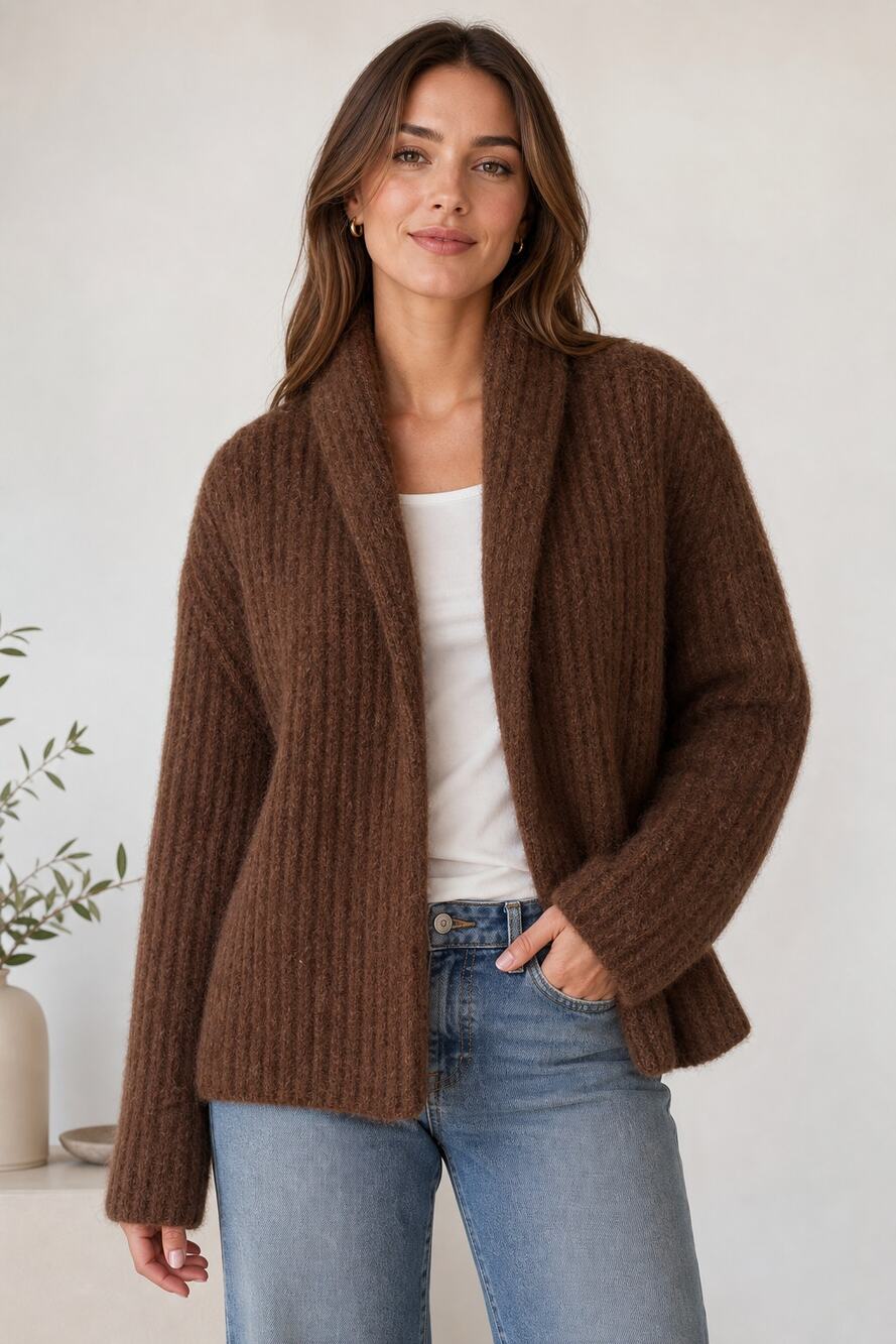 Banana Republic Brown Ribbed Alpaca Blend Cardigan L